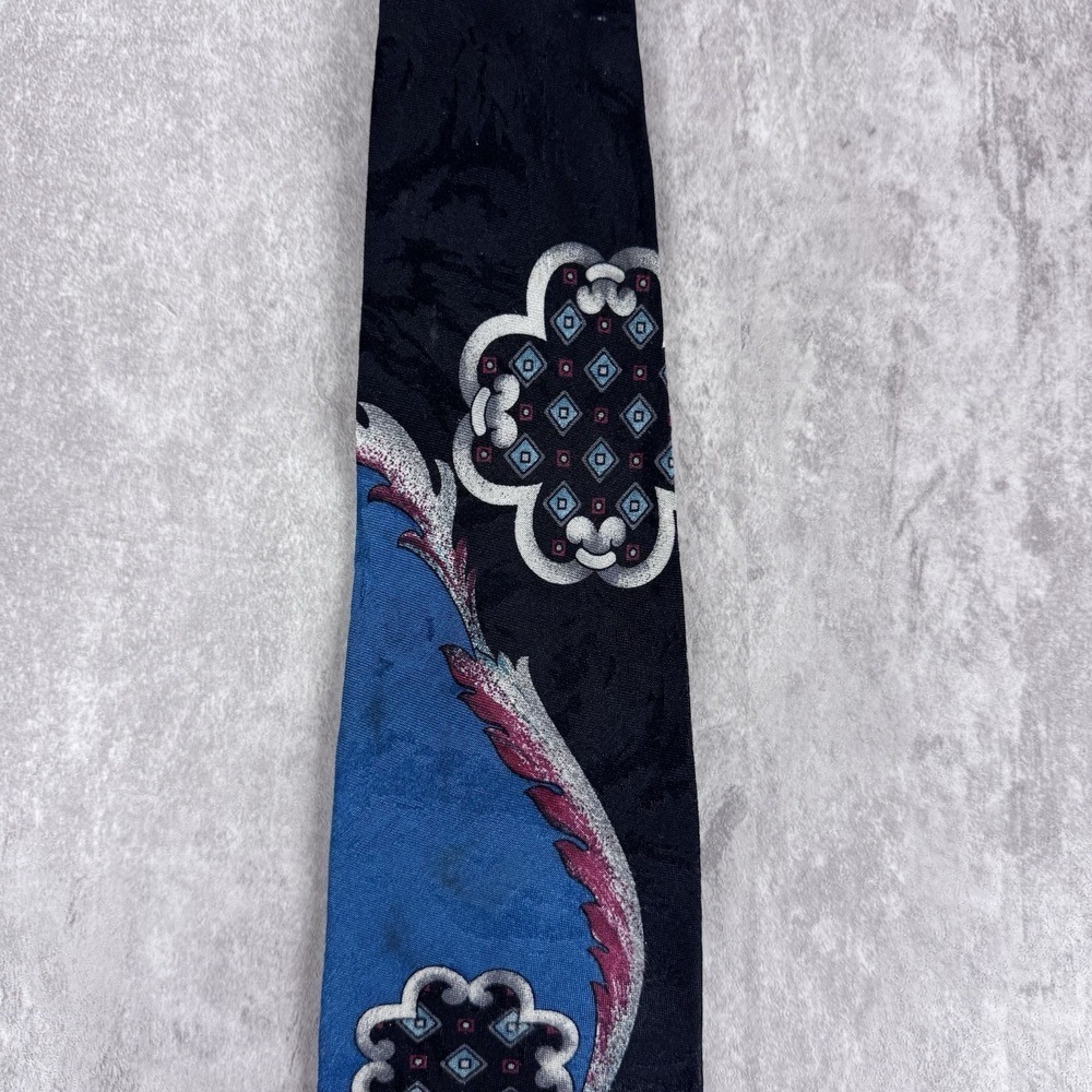 Vintage 1980s Italian All Silk Hand Made Mens Tie Made USA RARE - Picture 5 of 8